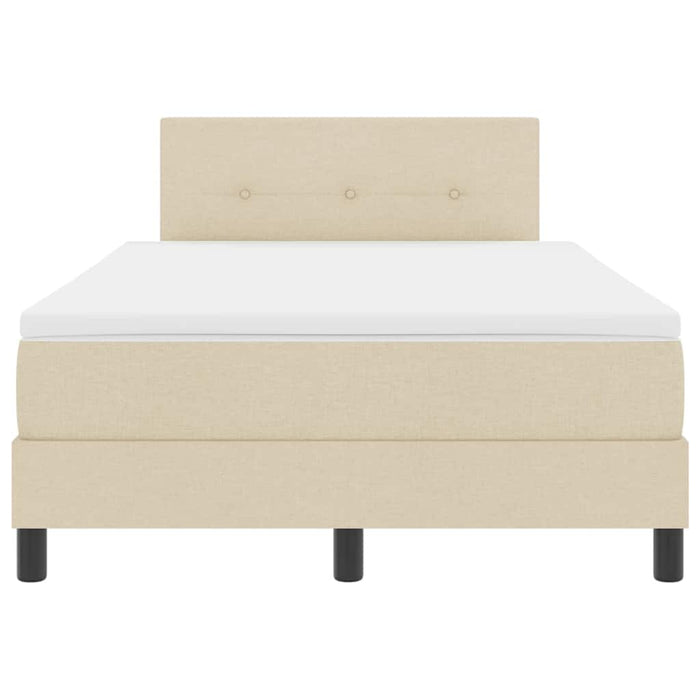 Pat cu arcuri cu headboard Manual Crem 120 x 190 cm țesătură WALTI