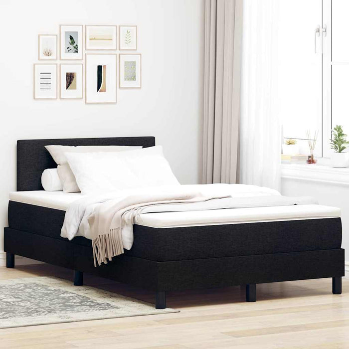 Pat cu arcuri cu saltea Negru 120 x 200 cm țesătură - WALTI WALTI