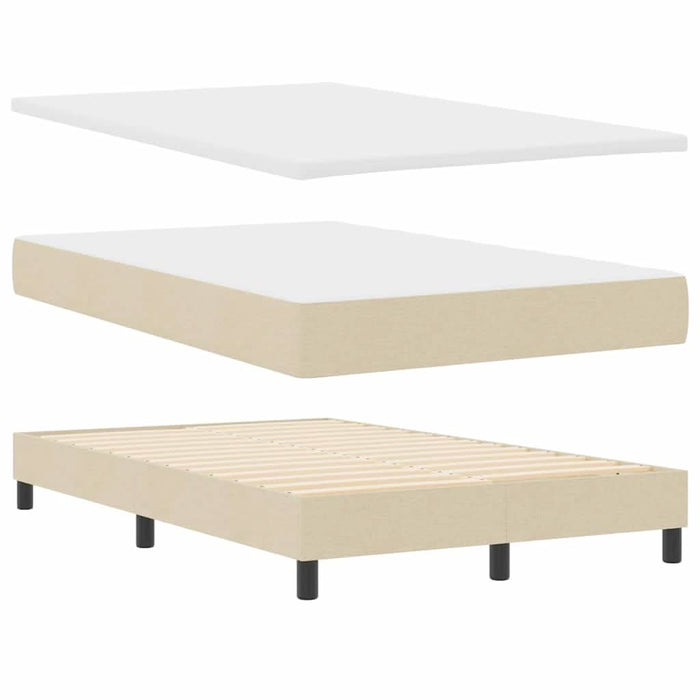 Pat cu arcuri cu headboard Manual Crem 120 x 200 cm țesătură WALTI