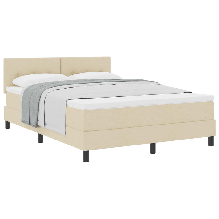 Pat cu arcuri cu saltea cu headboard Crem 140 x 190 cm țesătură - WALTI WALTI