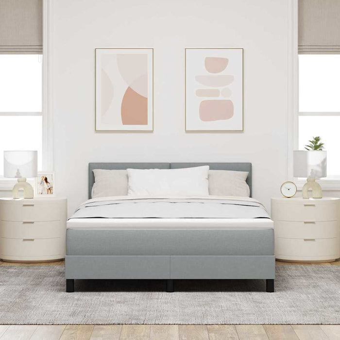 Pat cu arcuri cu saltea Gri deschis 140 x 200 cm țesătură - WALTI WALTI