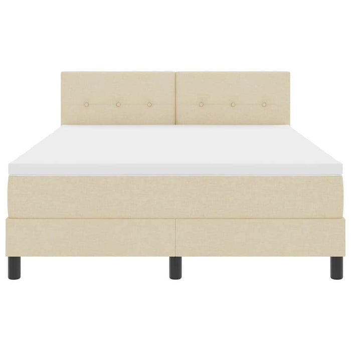 Pat cu arcuri cu saltea cu headboard Crem 140 x 200 cm țesătură - WALTI WALTI