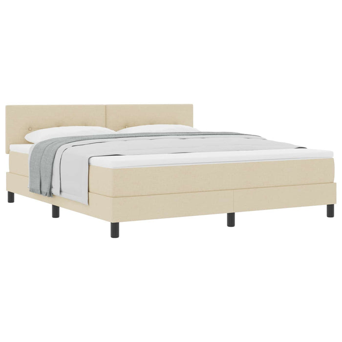 Pat cu arcuri cu saltea cu headboard Crem 180 x 200 cm țesătură - WALTI WALTI
