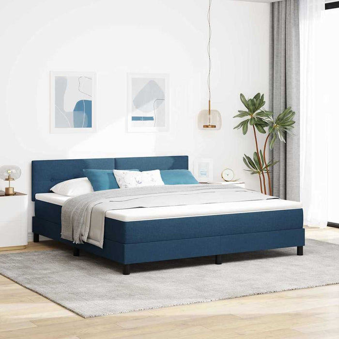 Pat cu arcuri cu headboard albastru 180 x 200 cm țesătură WALTI