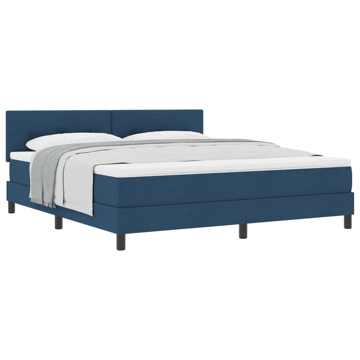 Pat cu arcuri cu headboard albastru 180 x 200 cm țesătură WALTI