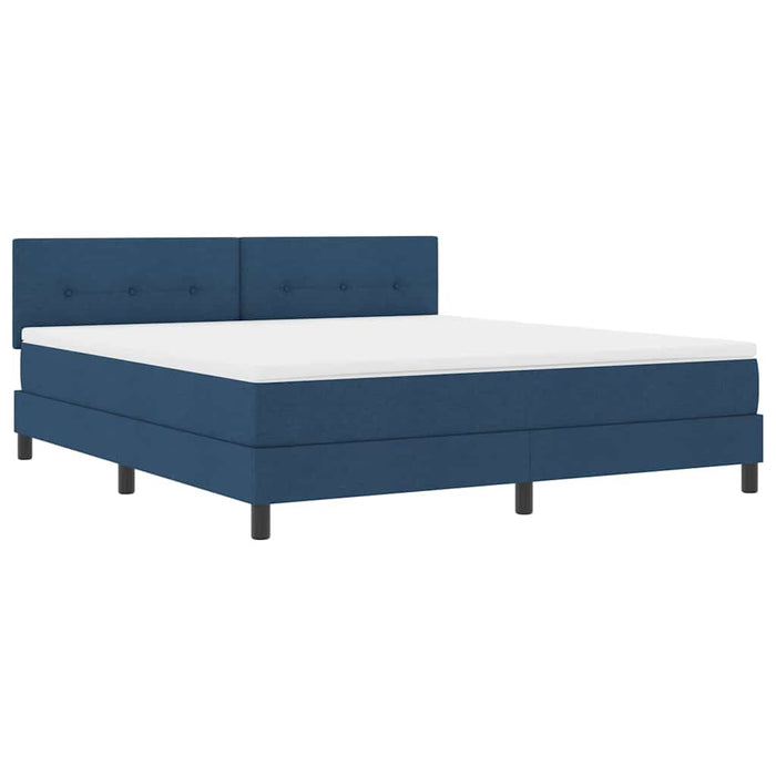 Pat cu arcuri cu headboard albastru 180 x 200 cm țesătură WALTI