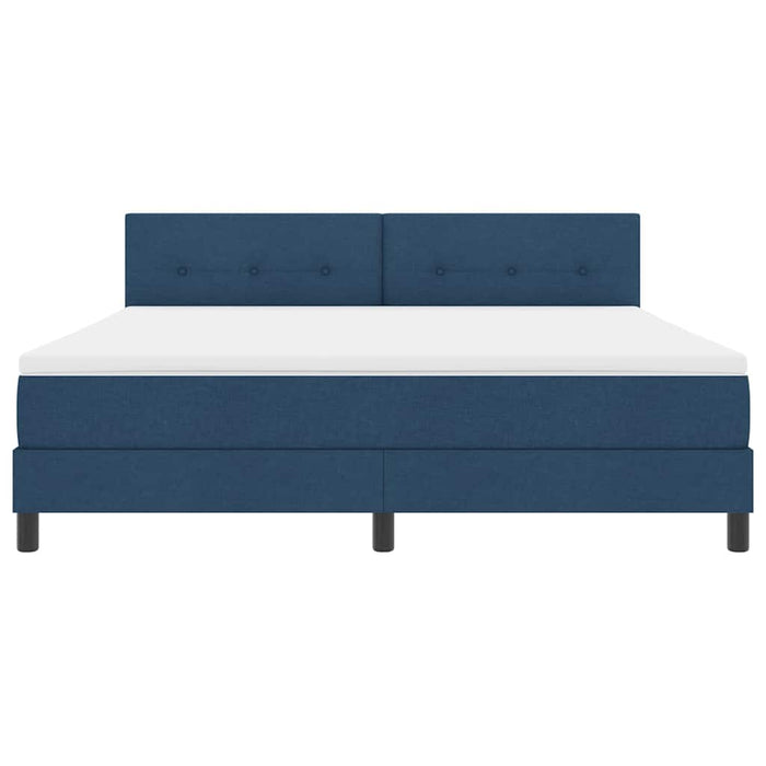 Pat cu arcuri cu headboard albastru 180 x 200 cm țesătură WALTI