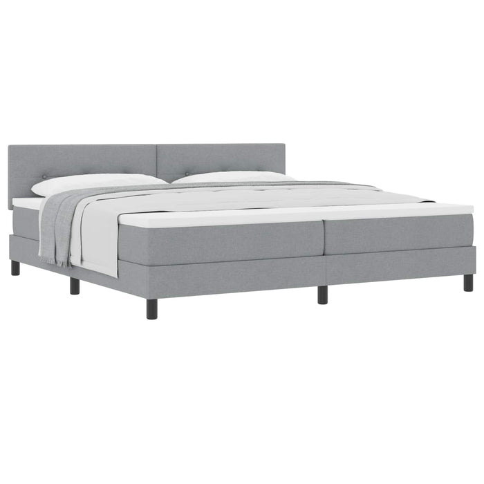 Pat cu arcuri cu headboard Gri deschis 200 x 200 cm țesătură WALTI