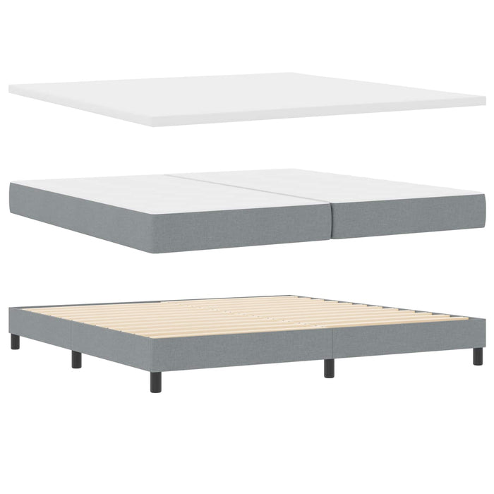 Pat cu arcuri cu headboard Gri deschis 200 x 200 cm țesătură WALTI