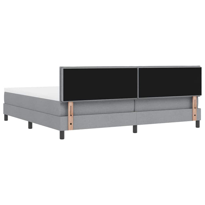Pat cu arcuri cu headboard Gri deschis 200 x 200 cm țesătură WALTI