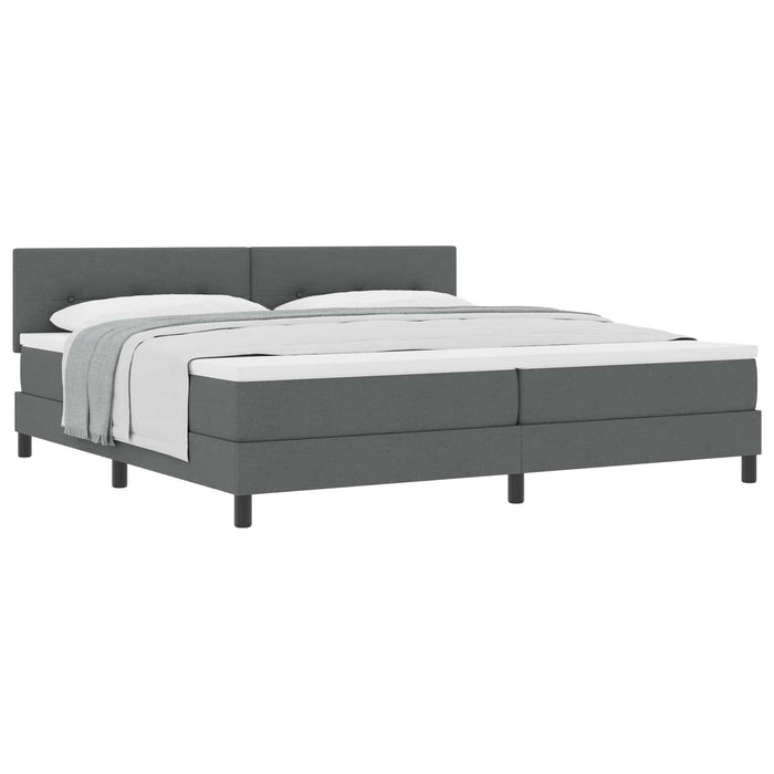 Pat cu arcuri cu headboard Gri închis 200 x 200 cm țesătură WALTI