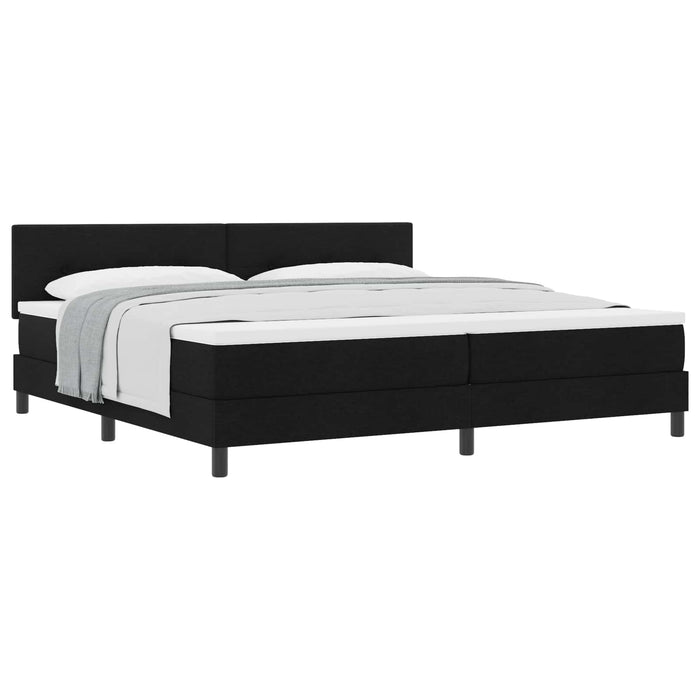 Pat cu arcuri cu headboard Manual Negru 200 x 200 cm țesătură WALTI