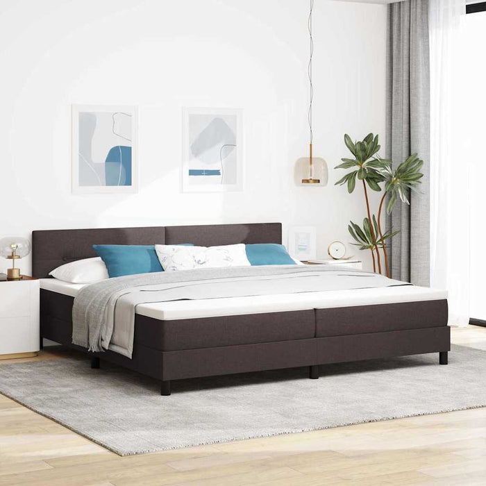 Pat cu arcuri cu headboard Maro închis 200 x 200 cm țesătură - WALTI WALTI