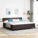 Pat cu arcuri cu headboard Maro închis 200 x 200 cm țesătură - WALTI WALTI