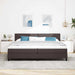 Pat cu arcuri cu headboard Maro închis 200 x 200 cm țesătură - WALTI WALTI