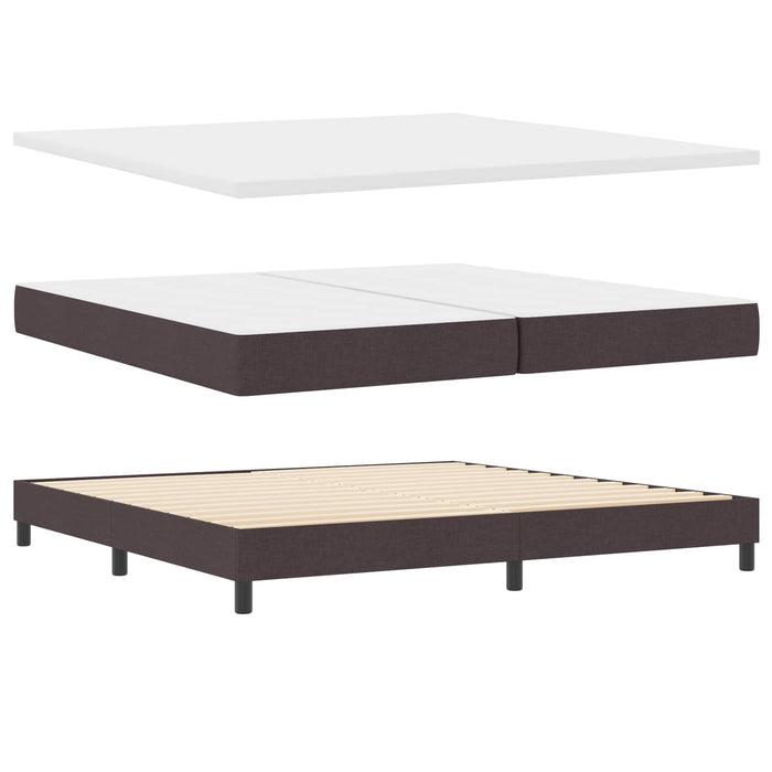Pat cu arcuri cu headboard Maro închis 200 x 200 cm țesătură - WALTI WALTI