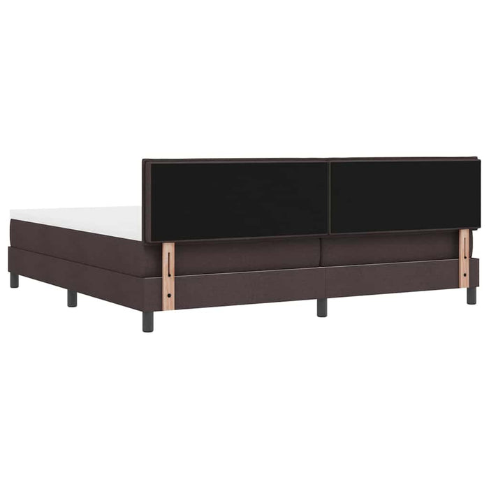 Pat cu arcuri cu headboard Maro închis 200 x 200 cm țesătură - WALTI WALTI