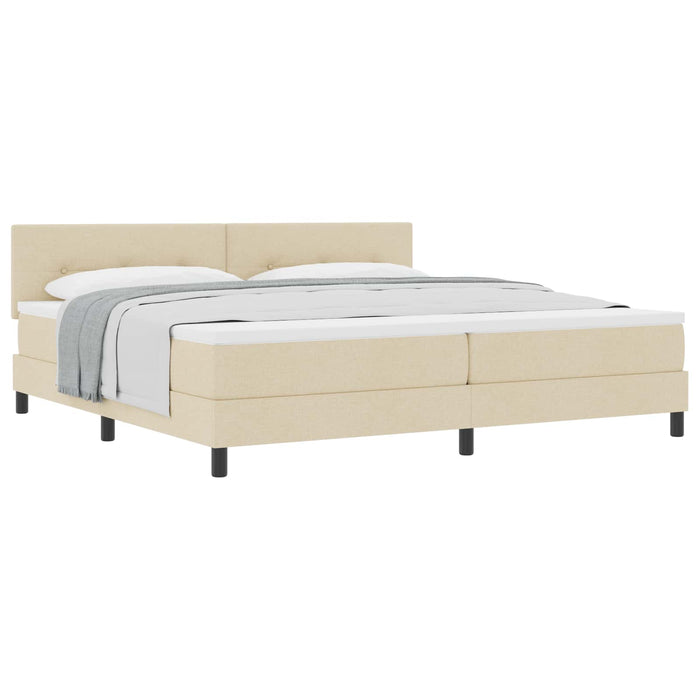 Pat cu arcuri cu saltea cu headboard Crem 200 x 200 cm țesătură - WALTI WALTI