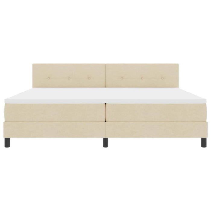 Pat cu arcuri cu saltea cu headboard Crem 200 x 200 cm țesătură - WALTI WALTI