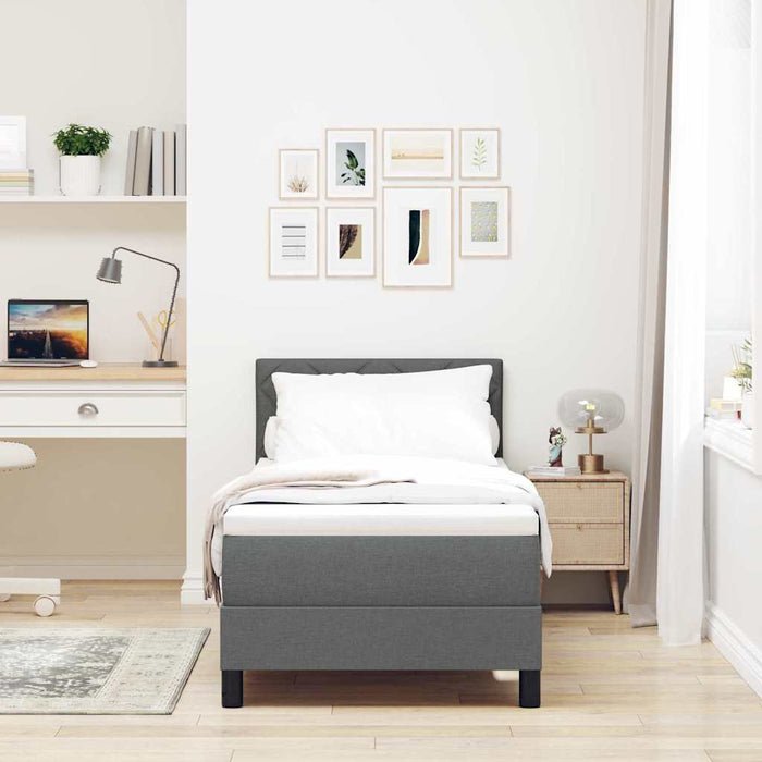 Pat cu arcuri cu headboard Gri închis 80 x 200 cm țesătură - WALTI WALTI