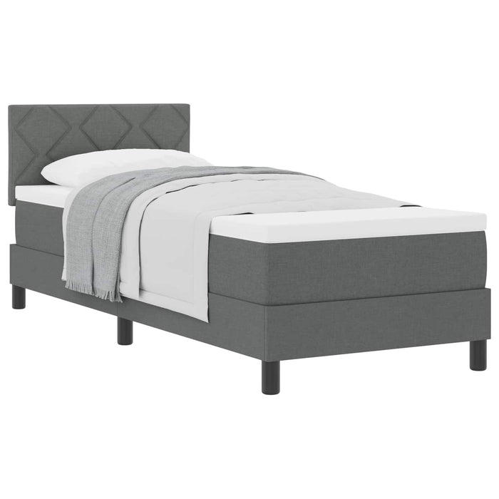 Pat cu arcuri cu headboard Gri închis 80 x 200 cm țesătură - WALTI WALTI