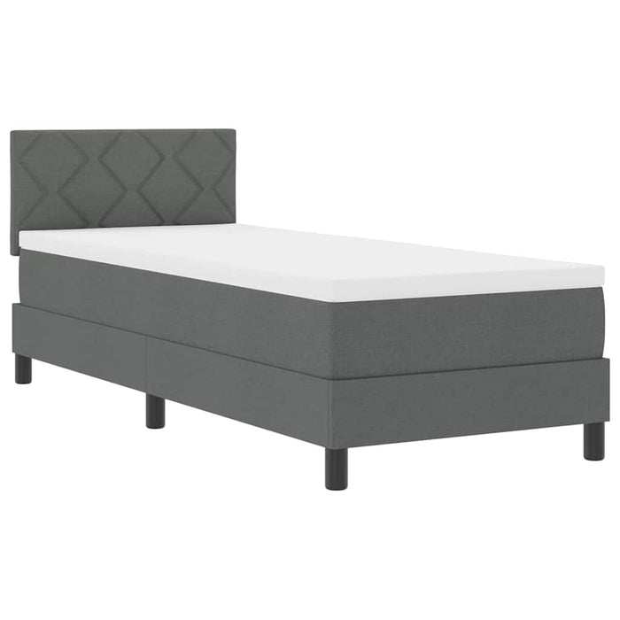 Pat cu arcuri cu headboard Gri închis 80 x 200 cm țesătură - WALTI WALTI