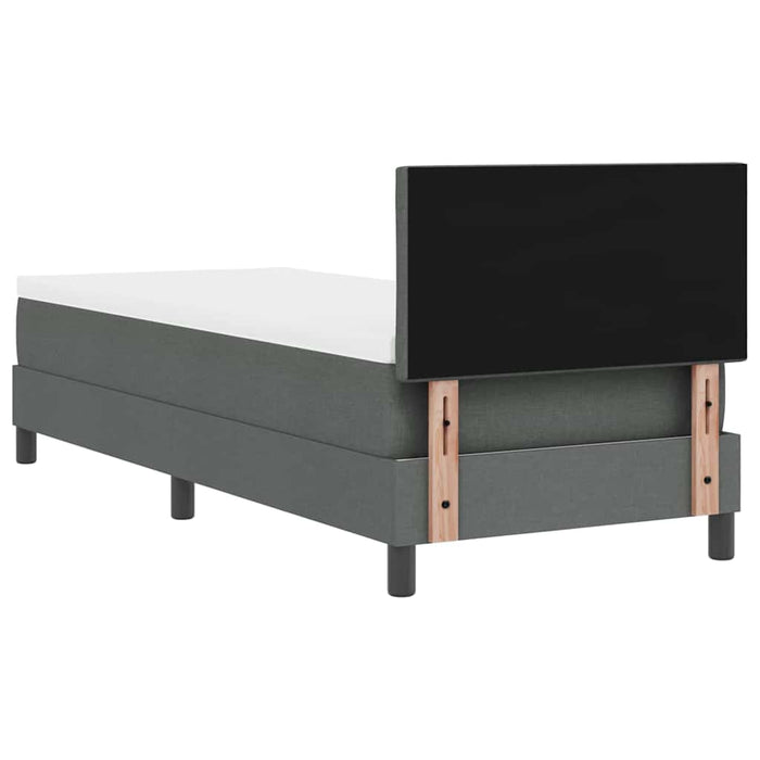 Pat cu arcuri cu headboard Gri închis 80 x 200 cm țesătură - WALTI WALTI