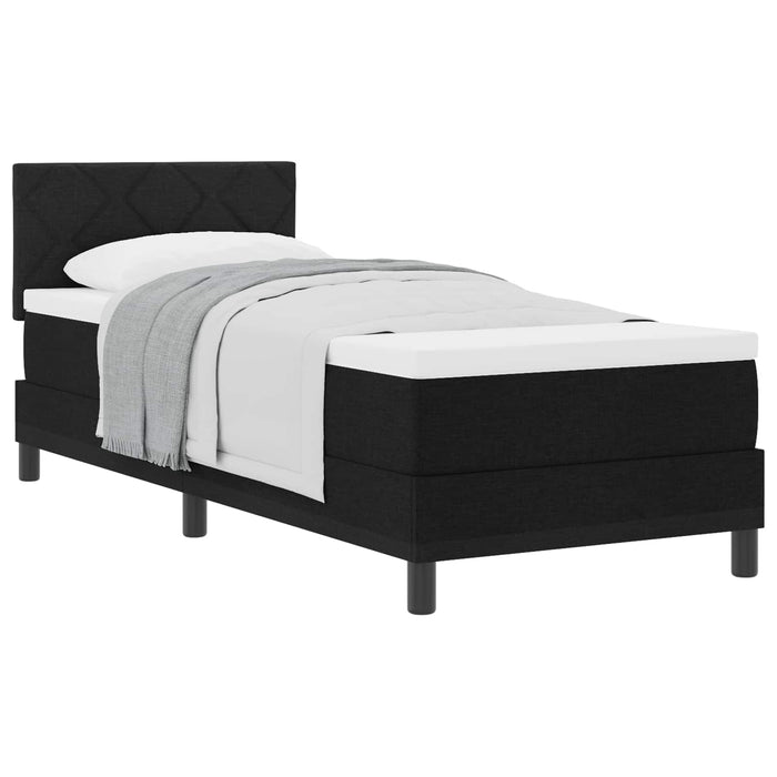 Pat cu arcuri cu headboard Manual Negru 80 x 200 cm țesătură WALTI