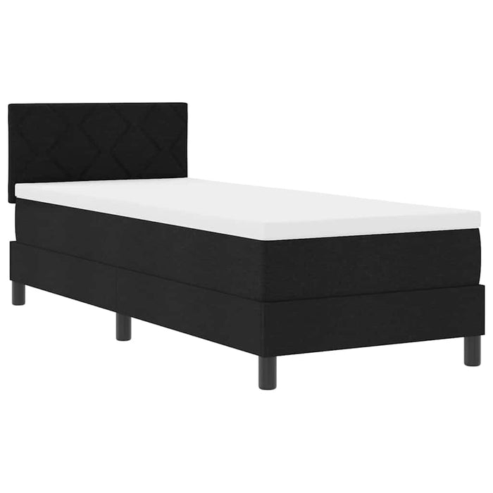 Pat cu arcuri cu headboard Manual Negru 80 x 200 cm țesătură WALTI