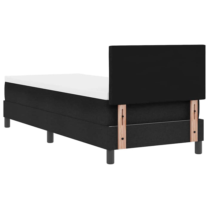 Pat cu arcuri cu headboard Manual Negru 80 x 200 cm țesătură WALTI