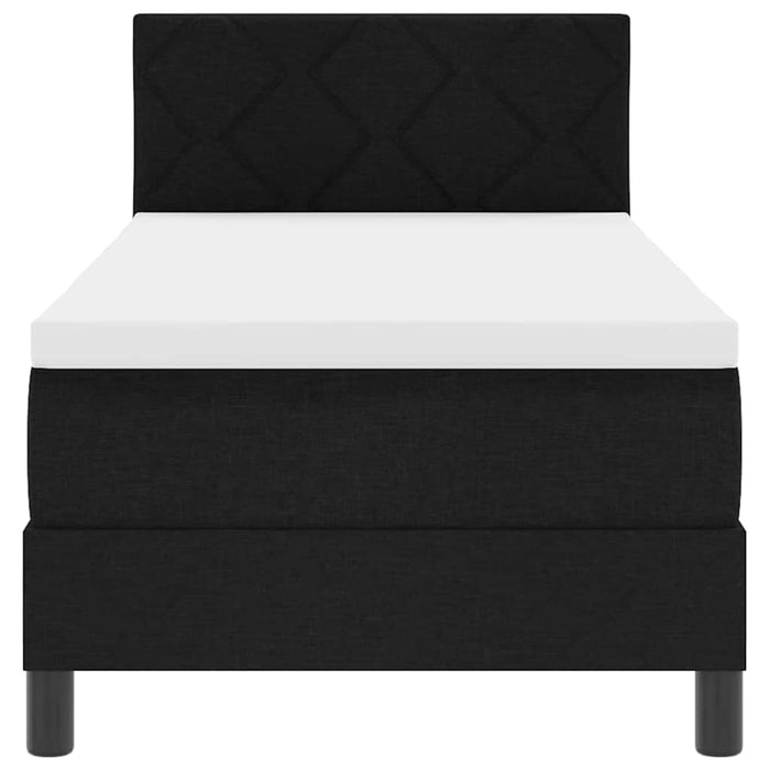 Pat cu arcuri cu headboard Manual Negru 80 x 200 cm țesătură WALTI