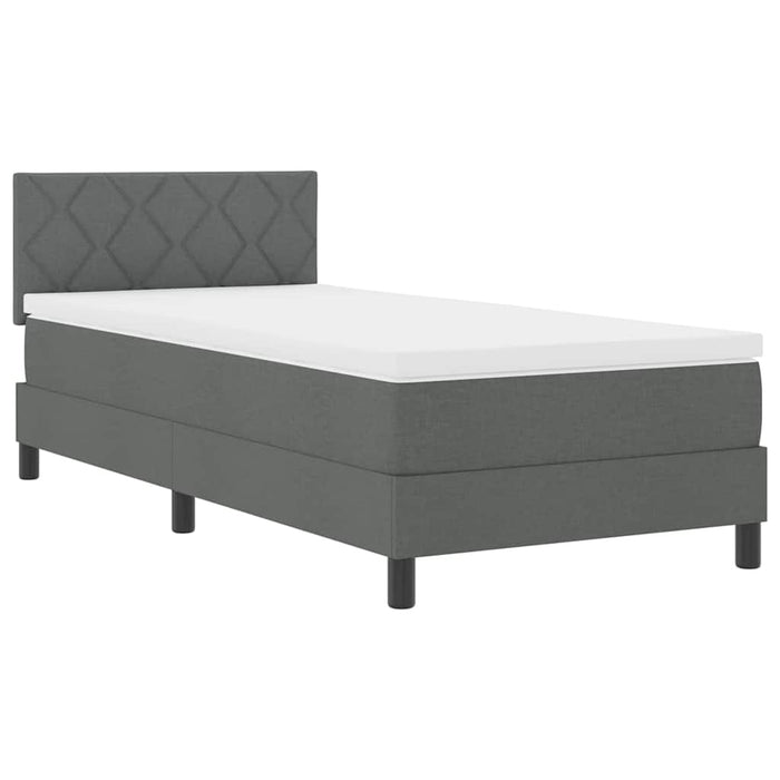 Pat boxspring cu saltea Gri închis 90 x 190 cm țesătură - WALTI WALTI