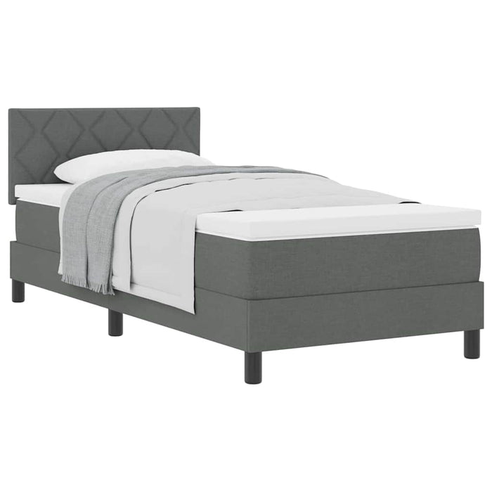 Pat boxspring cu saltea Gri închis 90 x 190 cm țesătură - WALTI WALTI