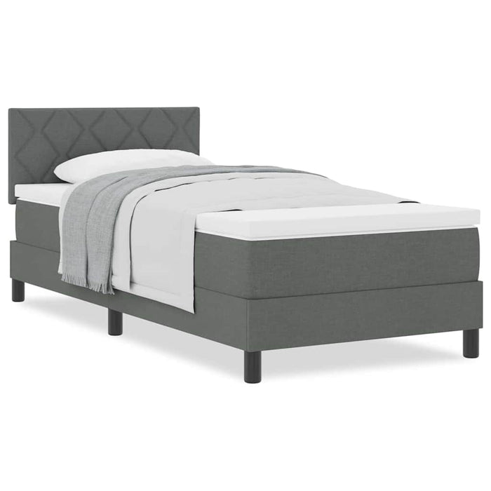 Pat boxspring cu saltea Gri închis 90 x 190 cm țesătură - WALTI WALTI