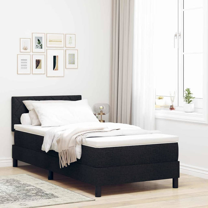 Pat boxspring cu saltea cu saltea Negru 90 x 190 cm țesătură - WALTI WALTI