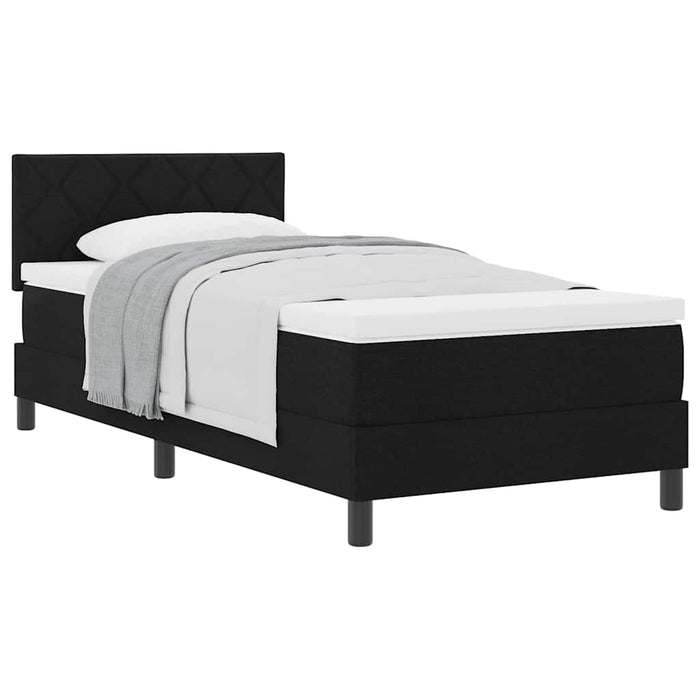 Pat boxspring cu saltea cu saltea Negru 90 x 190 cm țesătură - WALTI WALTI