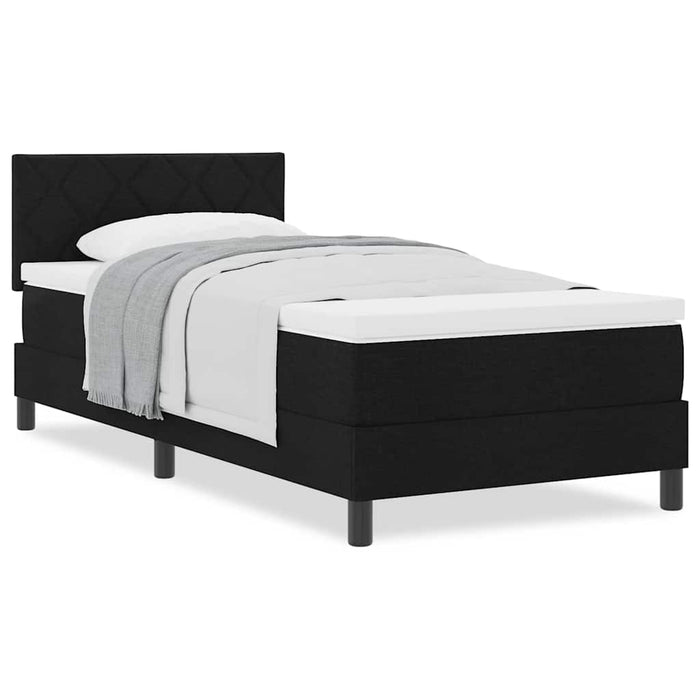 Pat boxspring cu saltea cu saltea Negru 90 x 190 cm țesătură - WALTI WALTI