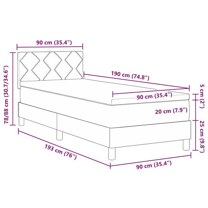 Pat boxspring cu saltea cu saltea Crem 90 x 190 cm țesătură - WALTI WALTI