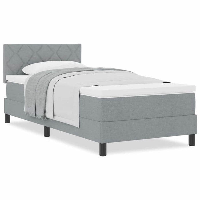 Pat boxspring cu saltea Gri deschis 90 x 200 cm țesătură - WALTI WALTI