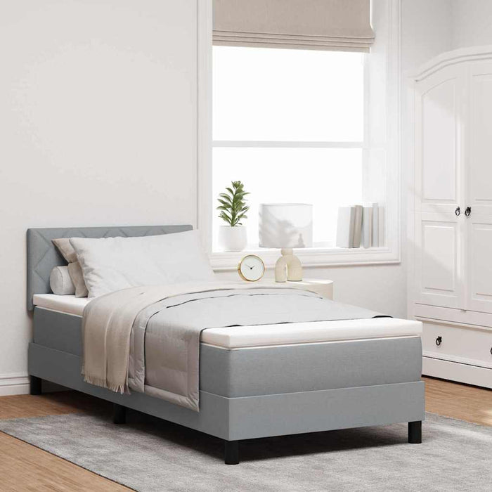 Pat cu arcuri cu headboard Gri deschis 100 x 200 cm țesătură WALTI