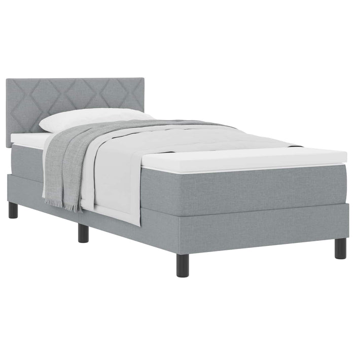 Pat cu arcuri cu headboard Gri deschis 100 x 200 cm țesătură WALTI