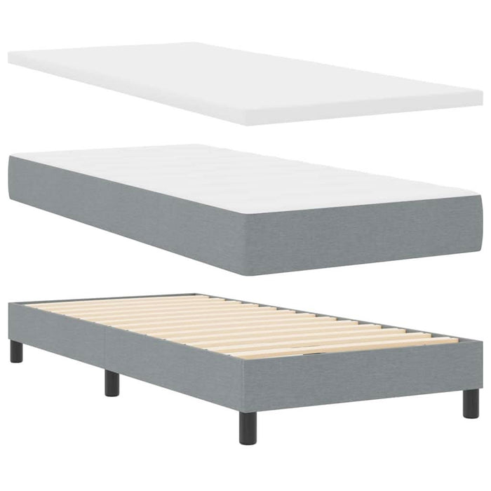 Pat cu arcuri cu headboard Gri deschis 100 x 200 cm țesătură WALTI