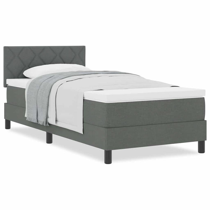 Pat boxspring cu saltea Gri închis 100 x 200 cm țesătură - WALTI WALTI