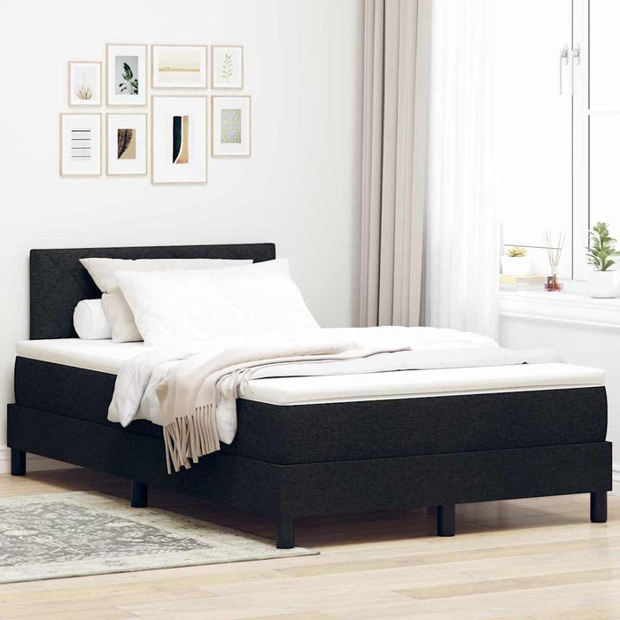 Pat cu arcuri cu saltea Negru 120 x 190 cm țesătură - WALTI WALTI