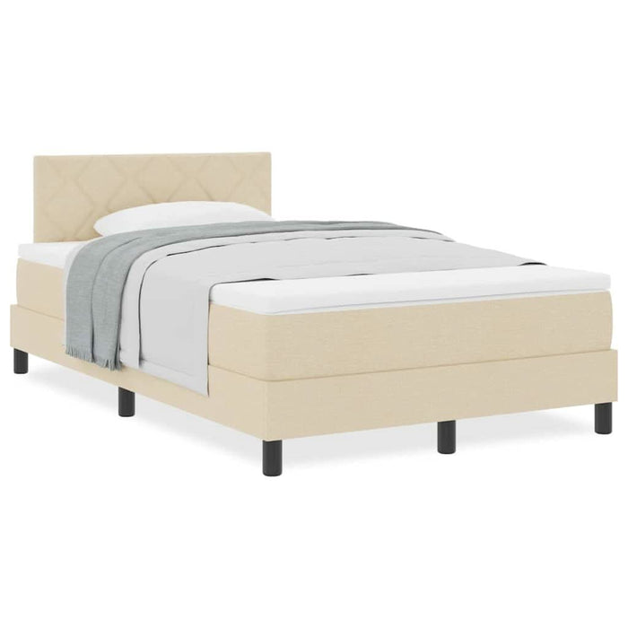 Pat boxspring cu saltea cu saltea Crem 120 x 190 cm țesătură - WALTI WALTI