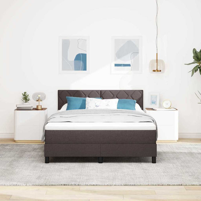 Pat cu arcuri cu headboard Maro închis 140 x 190 cm țesătură WALTI