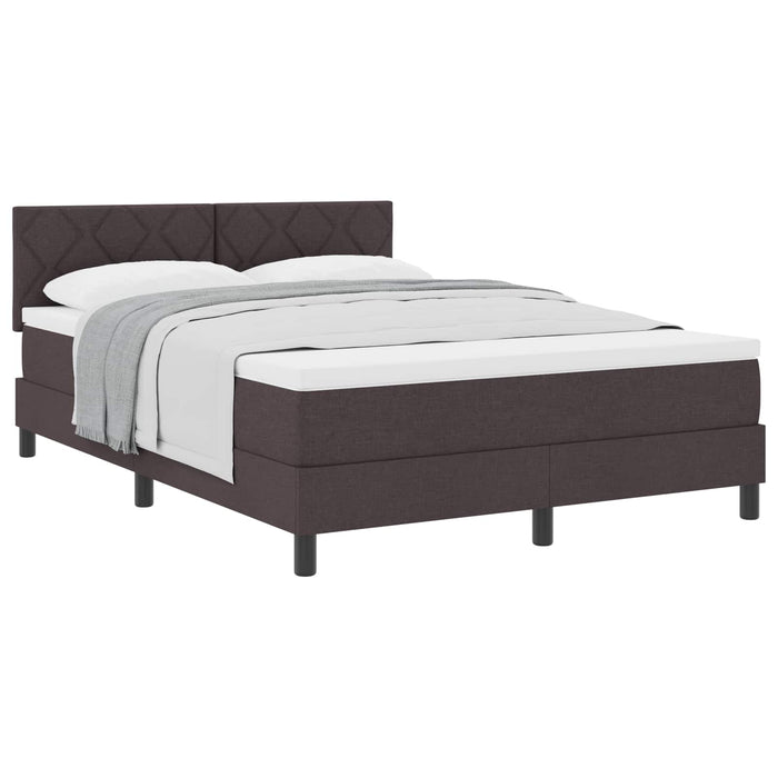 Pat cu arcuri cu headboard Maro închis 140 x 190 cm țesătură WALTI