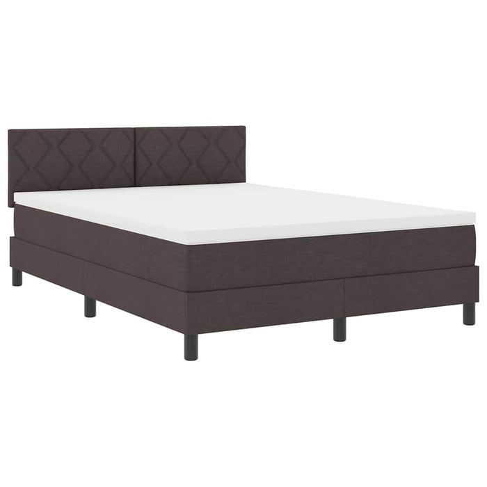 Pat cu arcuri cu headboard Maro închis 140 x 190 cm țesătură WALTI
