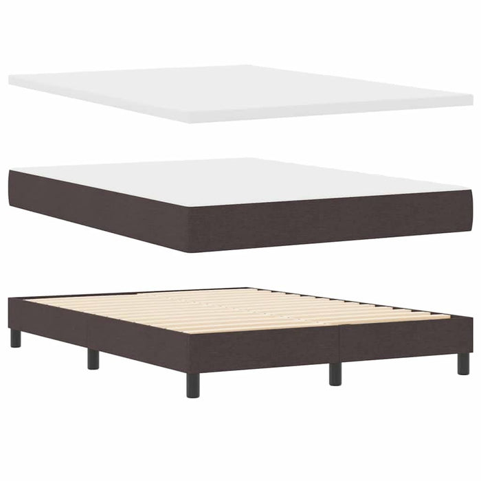 Pat cu arcuri cu headboard Maro închis 140 x 190 cm țesătură WALTI