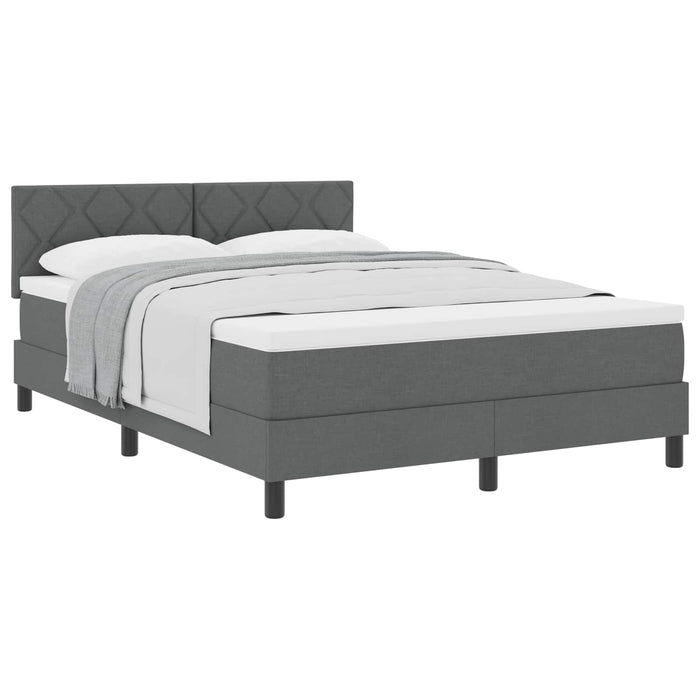 Pat cu arcuri cu headboard Gri închis 140 x 200 cm țesătură WALTI